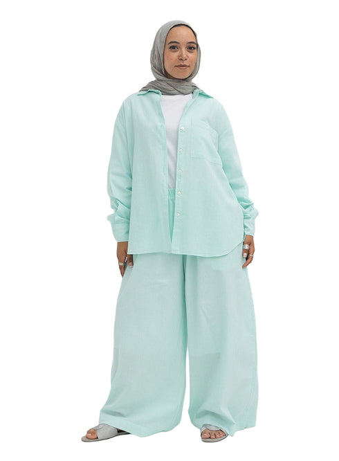Aqua Striped linen Suit