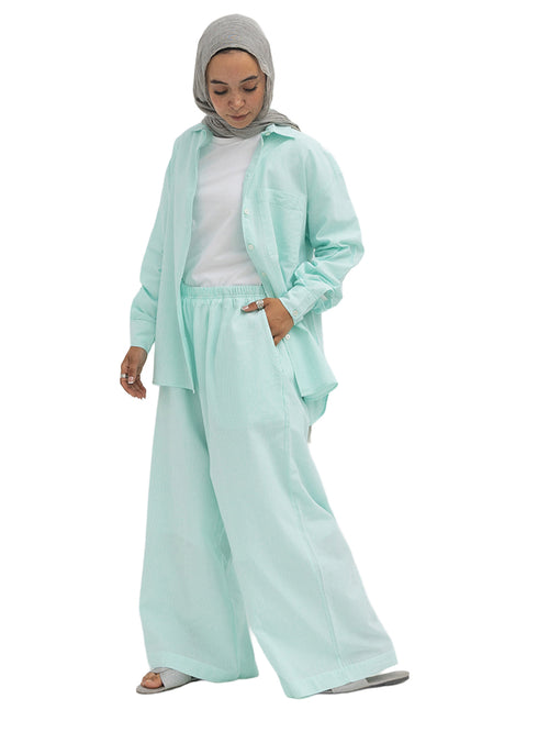 Aqua Striped linen Suit