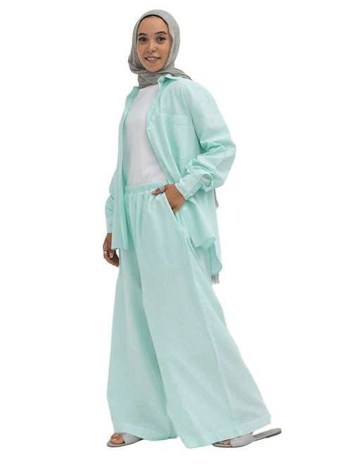 Aqua Striped linen Suit