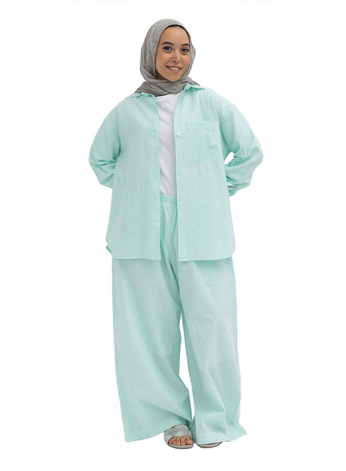 Aqua Striped linen Suit