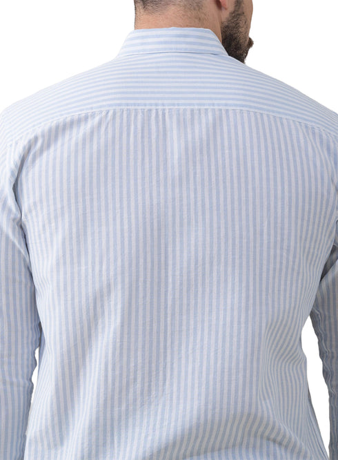 قميص كتان مقلم - تصميم 2 - بيبي بلو