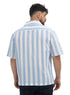 Baby Blue - Design 6 Striped Tennis Collar Shirt
