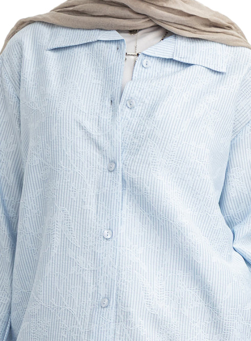 Baby Blue RD- Jacquard Embroidered Shirt