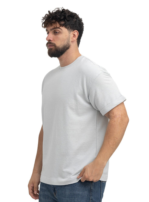 Baby Blue UpSide Sleeve -Crunchy-Oversize Round T-Shirt