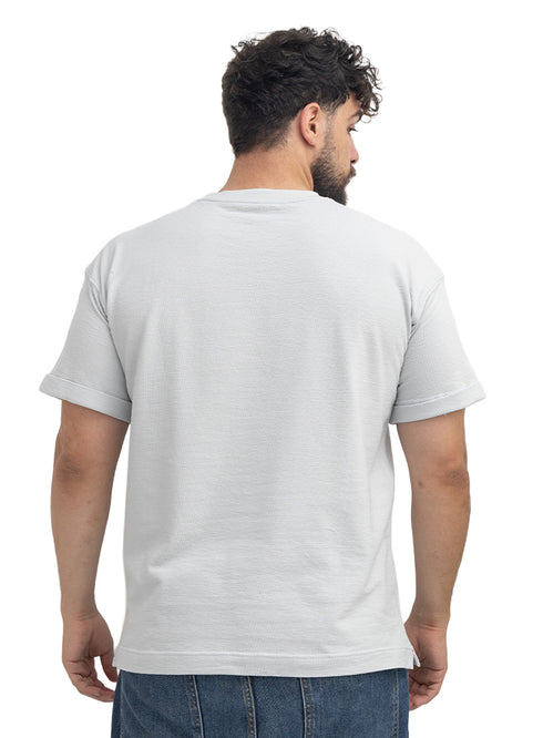 Baby Blue UpSide Sleeve -Crunchy-Oversize Round T-Shirt
