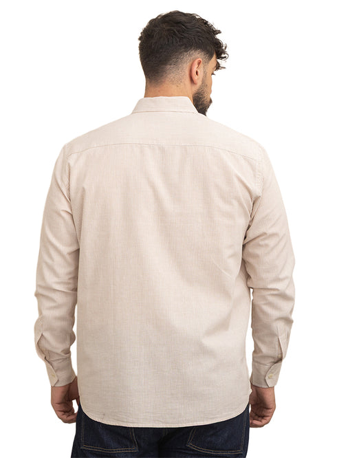 Beige-Design 1 Striped Oxford Shirt