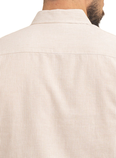 Beige-Design 1 Striped Oxford Shirt