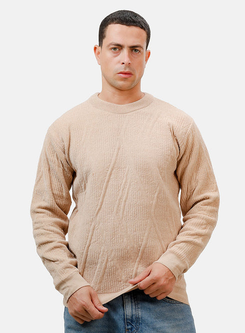 بلوفر برقبة دائرية - تصميم 2421 - بيج