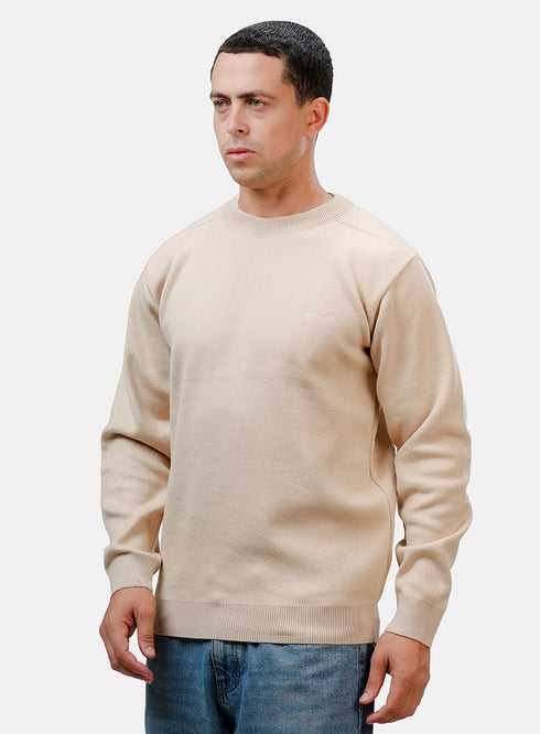 بلوفر برقبة دائرية تصميم 2451 - بيج