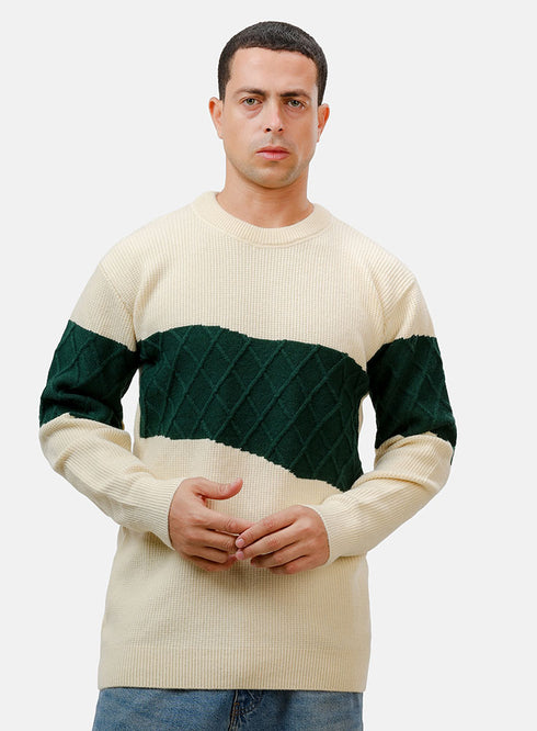 بلوفر برقبة دائرية تصميم 2453 - بيج