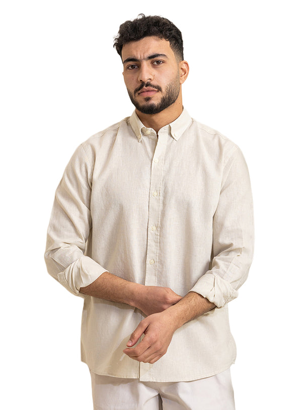 قميص كتان - بيج