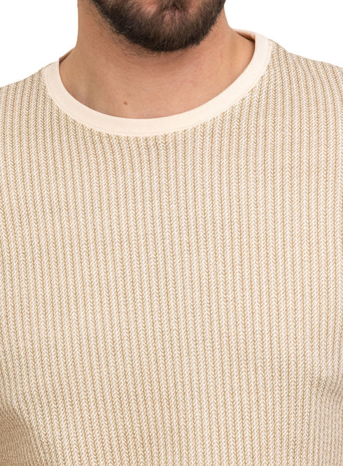 Beige Printed Round T-Shirt Design 1