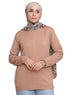 Beige Round Knit Pullover