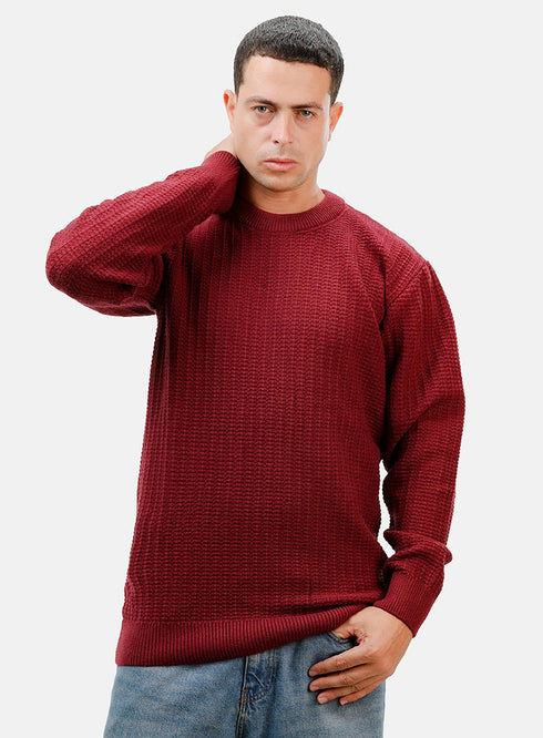 بلوفر برقبة دائرية - بيرجاندي