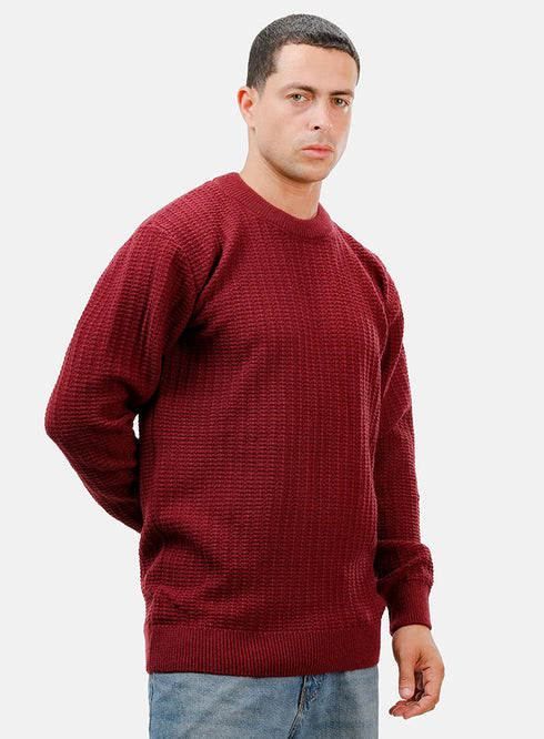 بلوفر برقبة دائرية - بيرجاندي