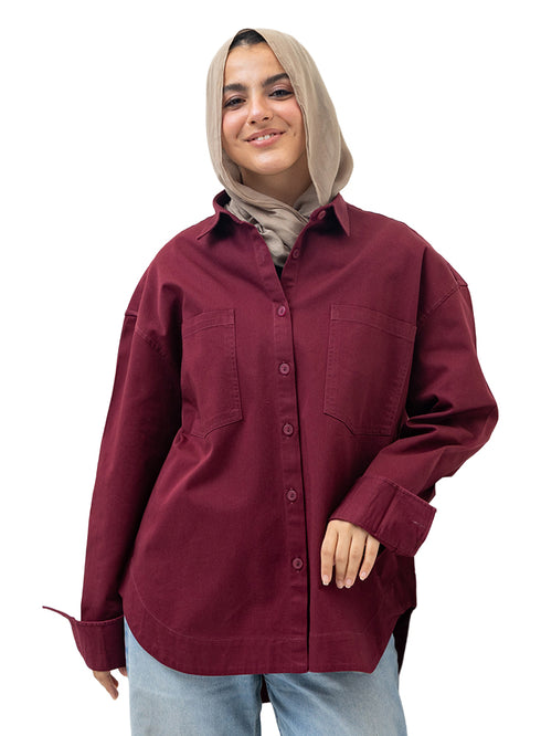 Bergundy Cur-Gabardine Shirt