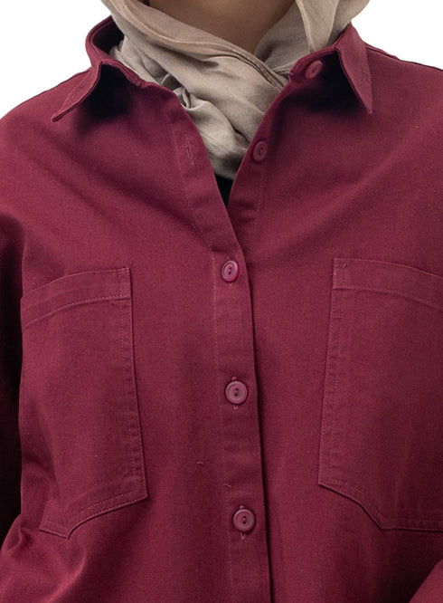 Bergundy Cur-Gabardine Shirt