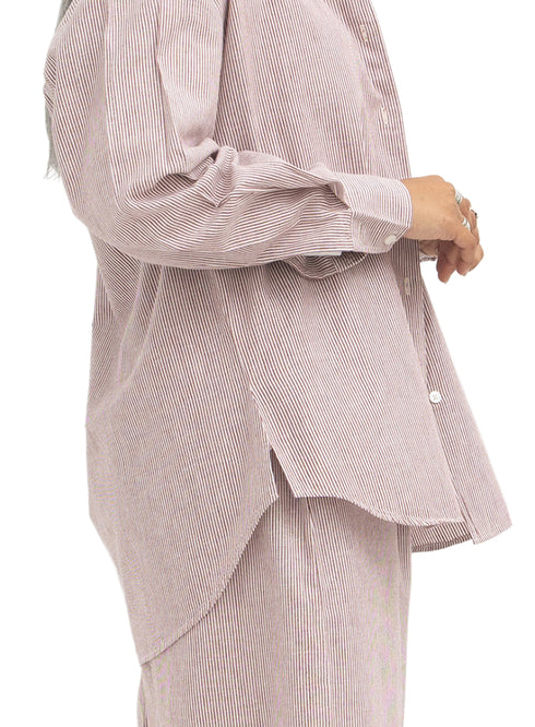 Bergundy Striped linen Suit