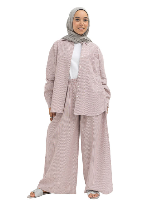 Bergundy Striped linen Suit