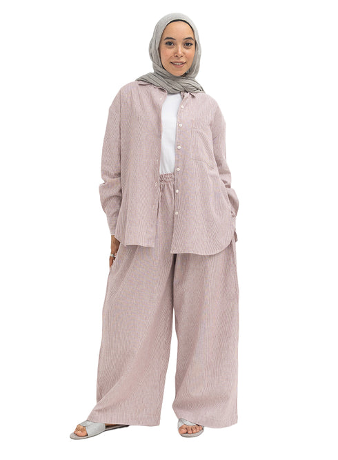 Bergundy Striped linen Suit