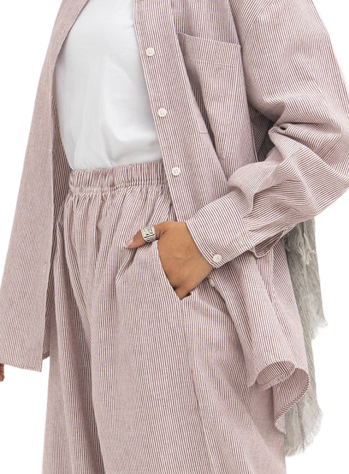 Bergundy Striped linen Suit