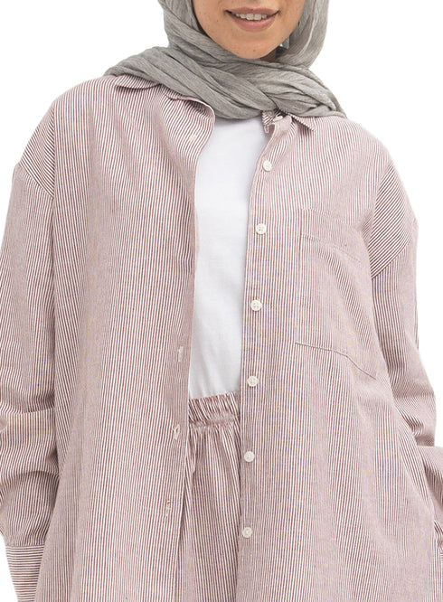 Bergundy Striped linen Suit