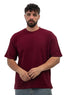 Bergundy V-Crunchy-Oversize Round T-Shirt