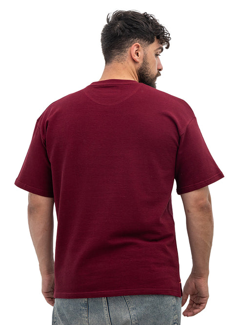 Bergundy V-Crunchy-Oversize Round T-Shirt