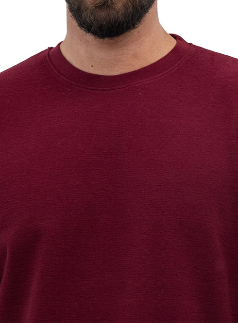 Bergundy V-Crunchy-Oversize Round T-Shirt