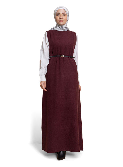 Bergundy W-Sleeveless Dress