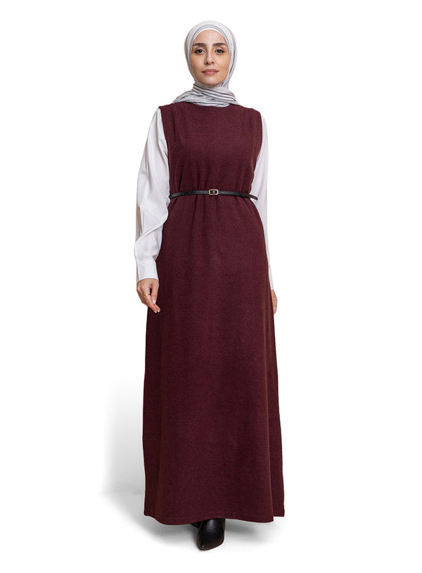 Bergundy W-Sleeveless Dress