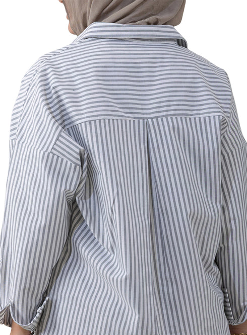 قميص مقلم اوفر سايز تصميم 2 - أسود