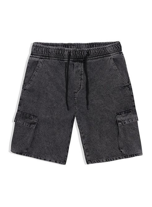 Black 2 Cargo Denim Short