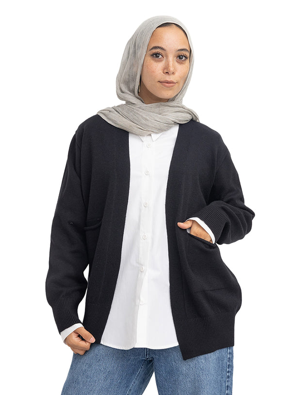 Black Andy-Basic Pocket Cardigan