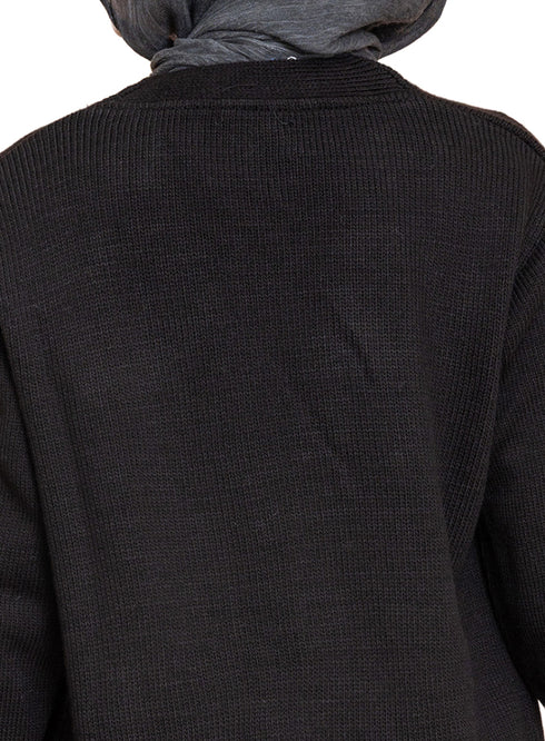 Black Basic Pocket Cardigan