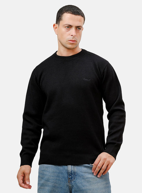 بلوفر برقبة دائرية تصميم 2451 - أسود