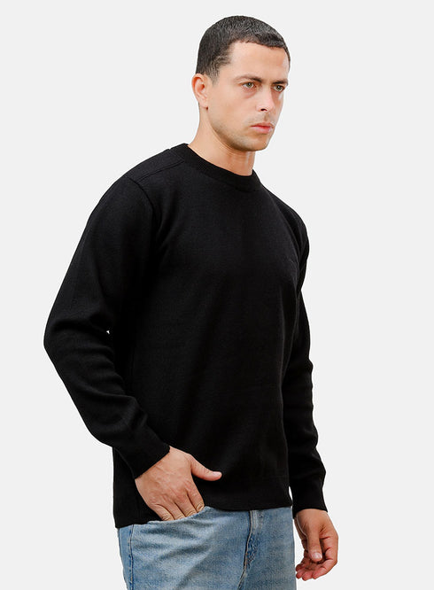 بلوفر برقبة دائرية تصميم 2451 - أسود