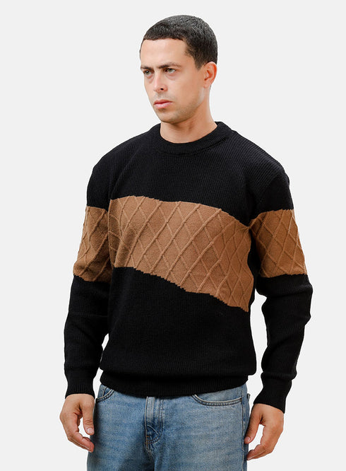 بلوفر برقبة دائرية تصميم 2453 - أسود