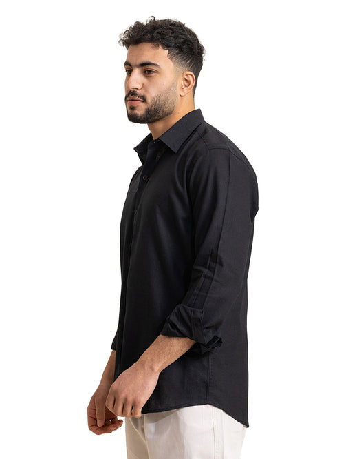 قميص كتان - اسود