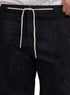 Black Printed Gabardine Straight Leg Pants