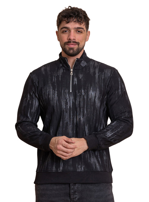 Black Printed Quarter Zipper