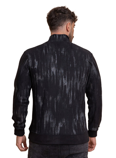Black Printed Quarter Zipper