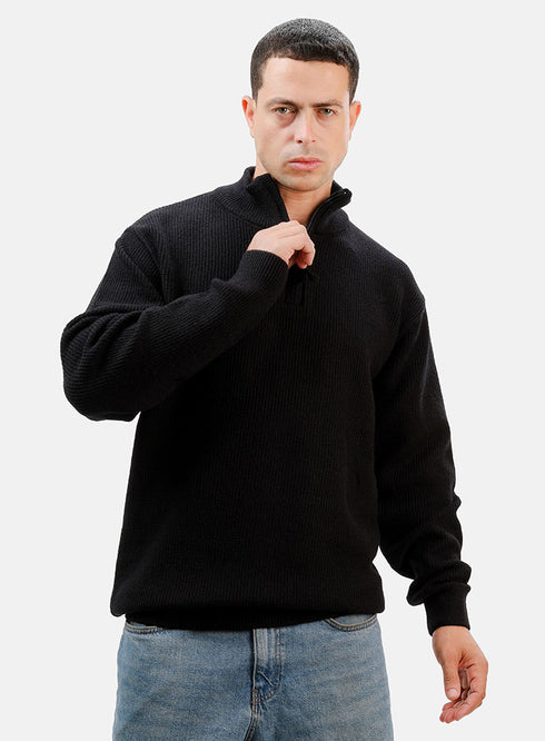 Black Quarter Zipper Pullover