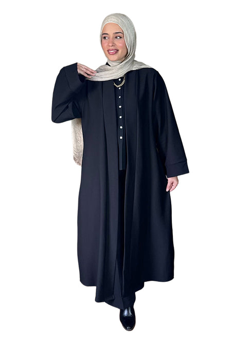 Black Ribbed Long Cardigan