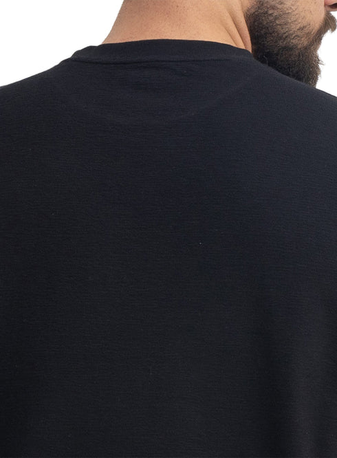 Black UpSide Sleeve -Crunchy-Oversize Round T-Shirt