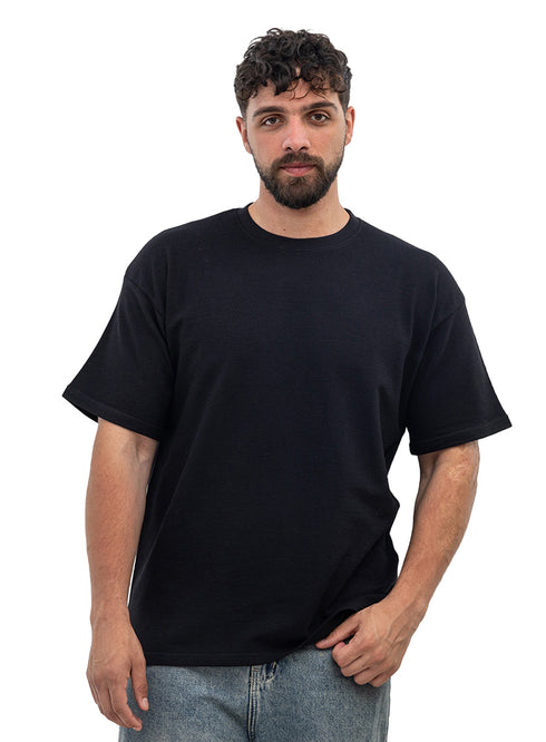 Black V-Crunchy-Oversize Round T-Shirt