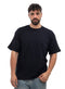 Black V-Crunchy-Oversize Round T-Shirt