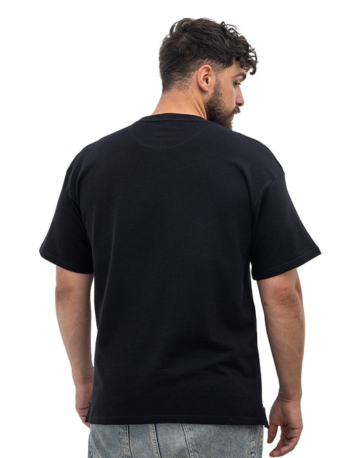Black V-Crunchy-Oversize Round T-Shirt