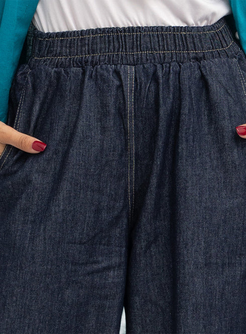 Blue Denim wide leg pants