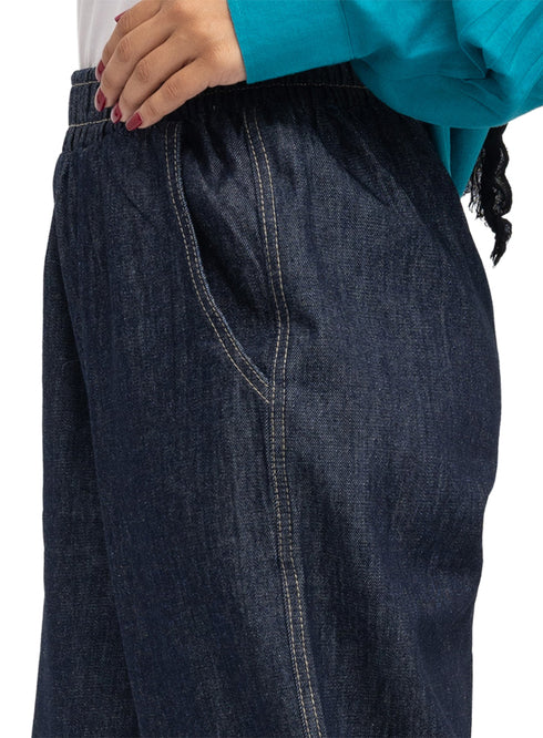 Blue Denim wide leg pants